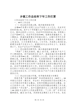 乡镇工作总结和下年工作打算