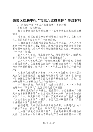 区妇联申报市三八红旗集体事迹材料