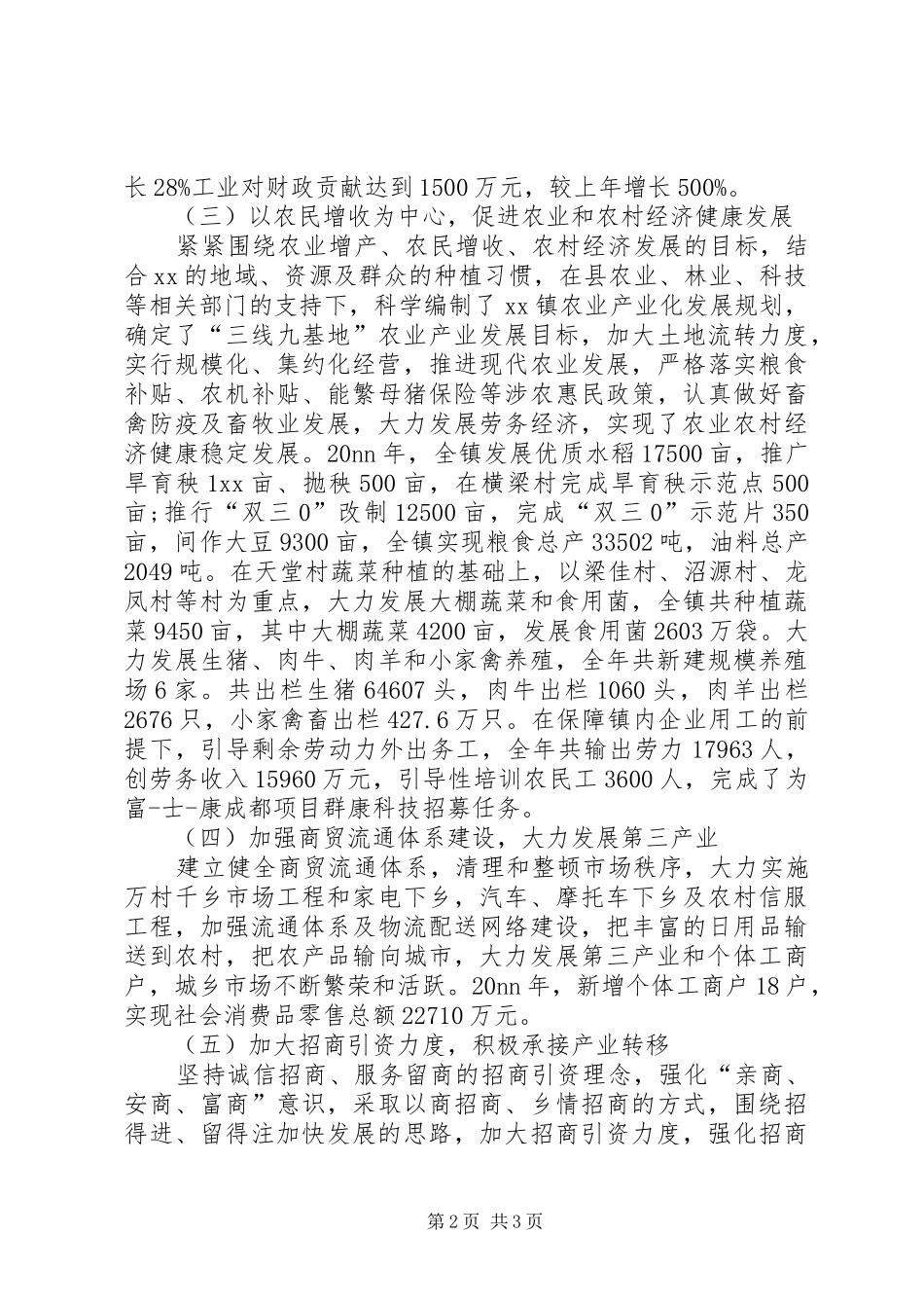 乡镇工作总结暨工作打算_第2页