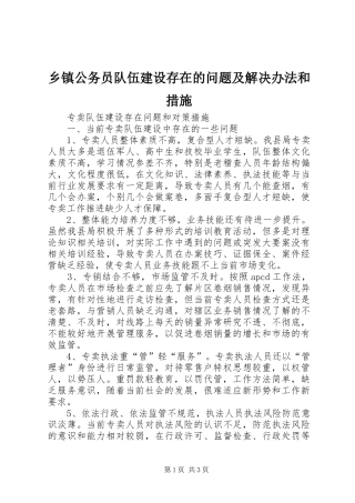 乡镇公务员队伍建设存在的问题及解决办法和措施