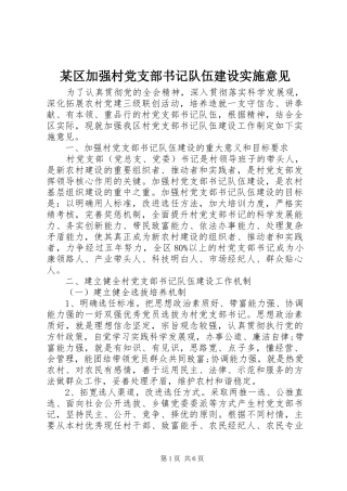 区加强村党支部书记队伍建设实施意见