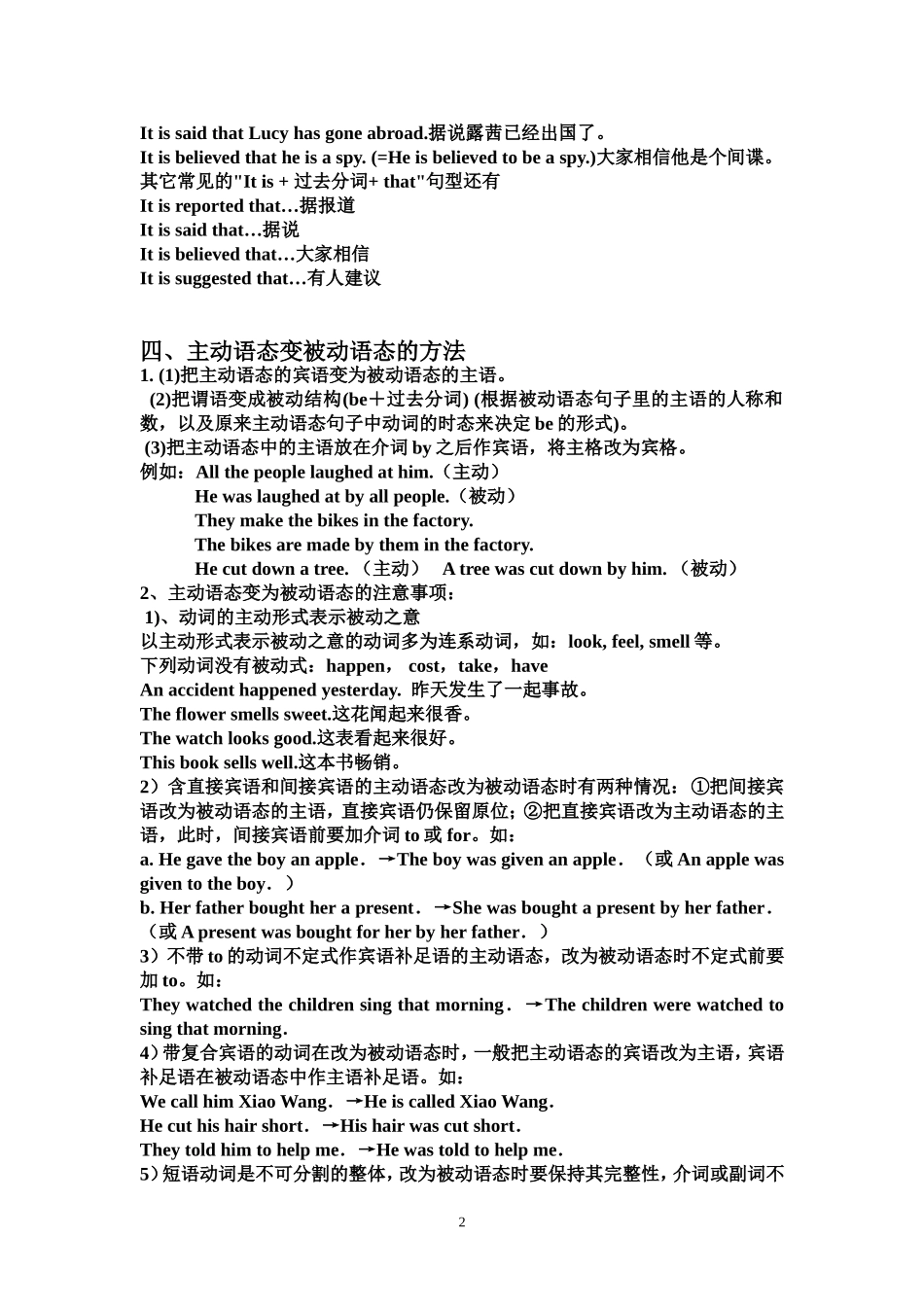 初中被动语态语法归纳_第2页