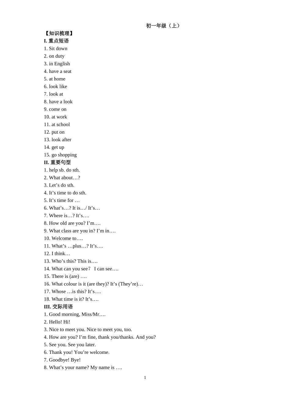 初一到初三英语复习资料(讲师家教备课专用)_第1页