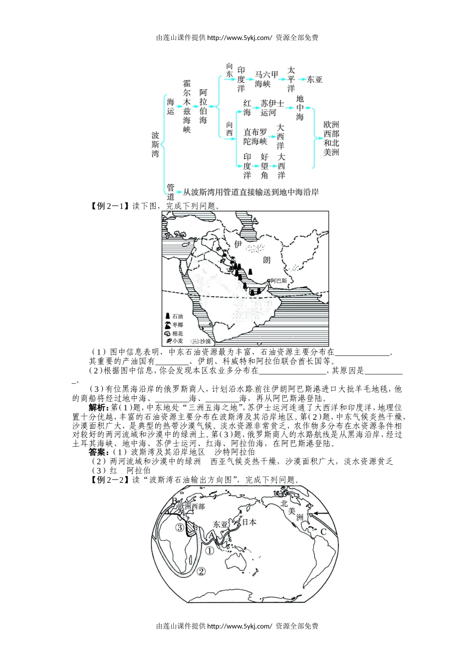 初一地理2014第八章第一节-中东练习题及答案解析_第3页