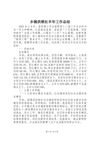 乡镇供销社半年工作总结