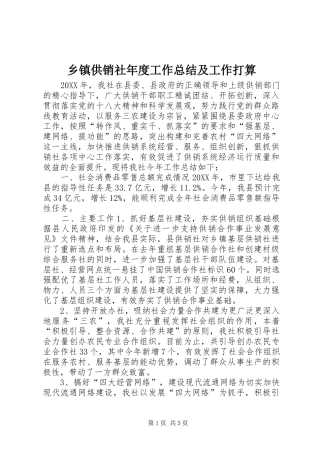 乡镇供销社年度工作总结及工作打算