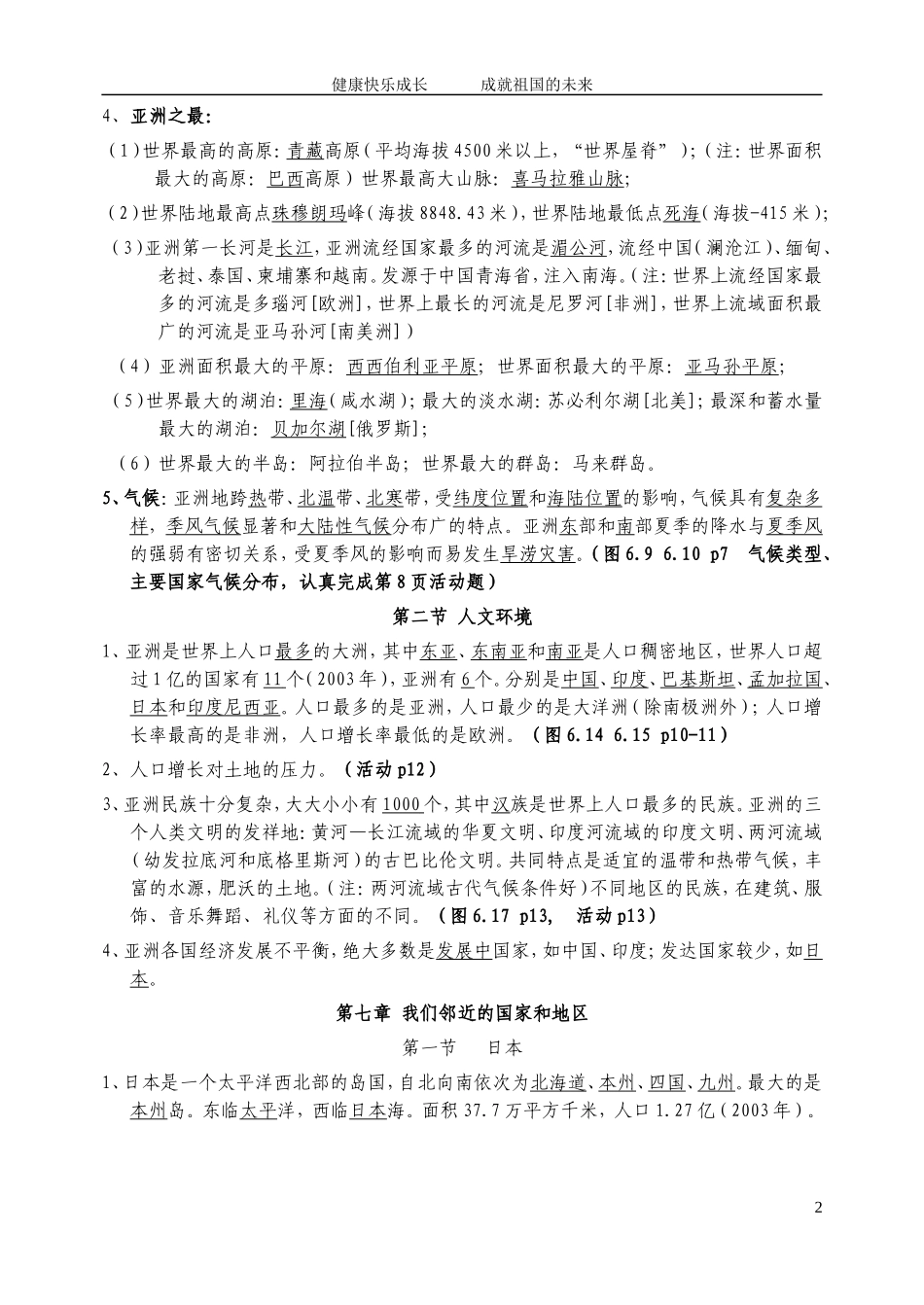 初一地理下册知识点总结(同名23290)_第2页