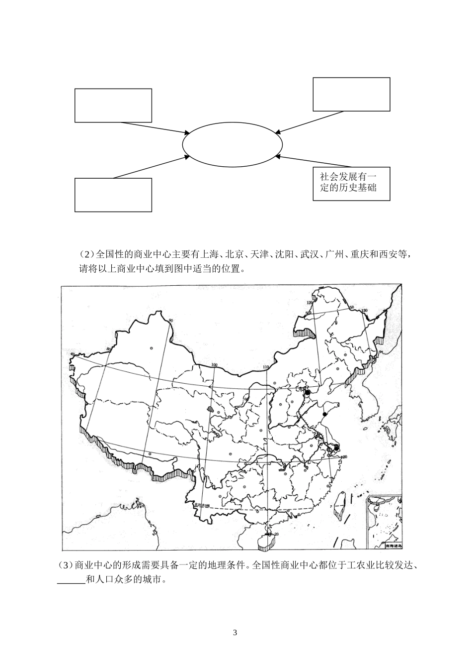 初一第十章中国的商业和旅游业检测题_第3页