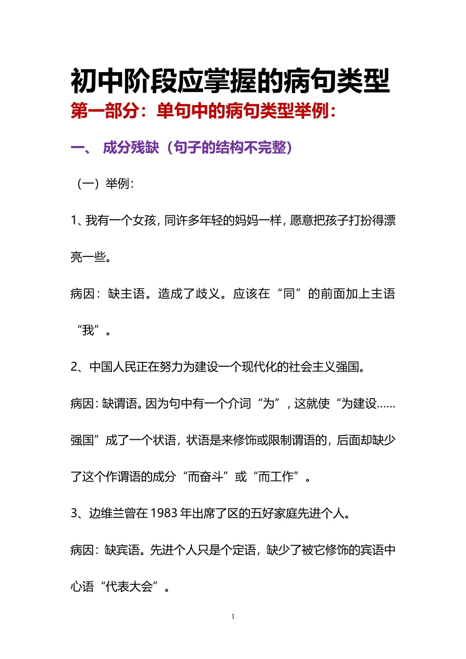 初中病句类型及例句(同名18398)_第1页