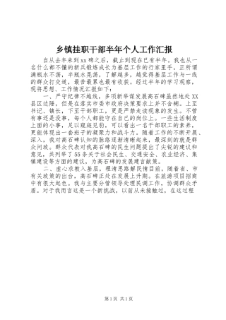 乡镇挂职干部半年个人工作汇报