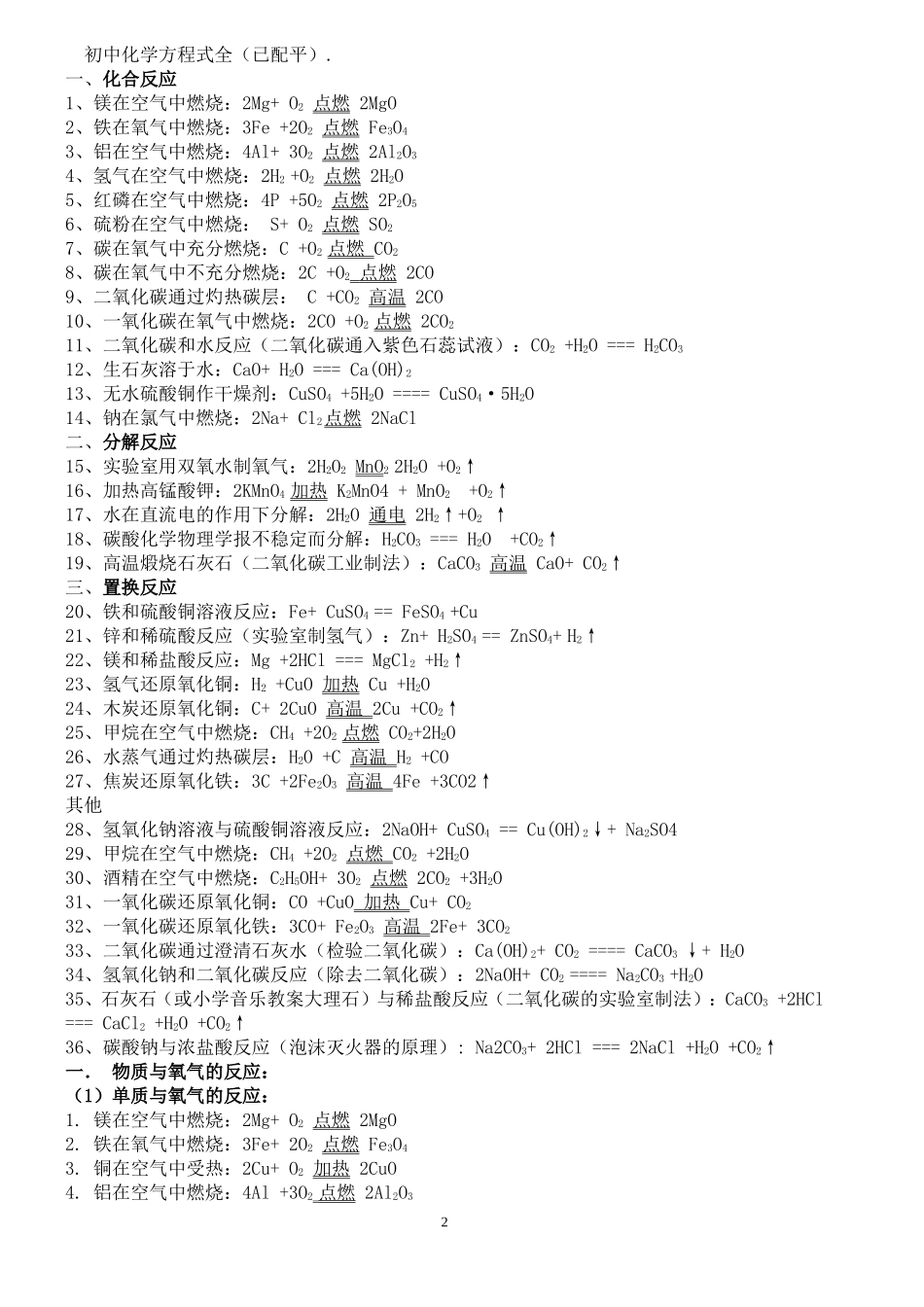 初中常见化学式大全考试用_第2页