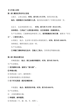 初中川教版历史复习知识点总结