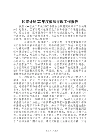 区审计局年度依法行政工作报告