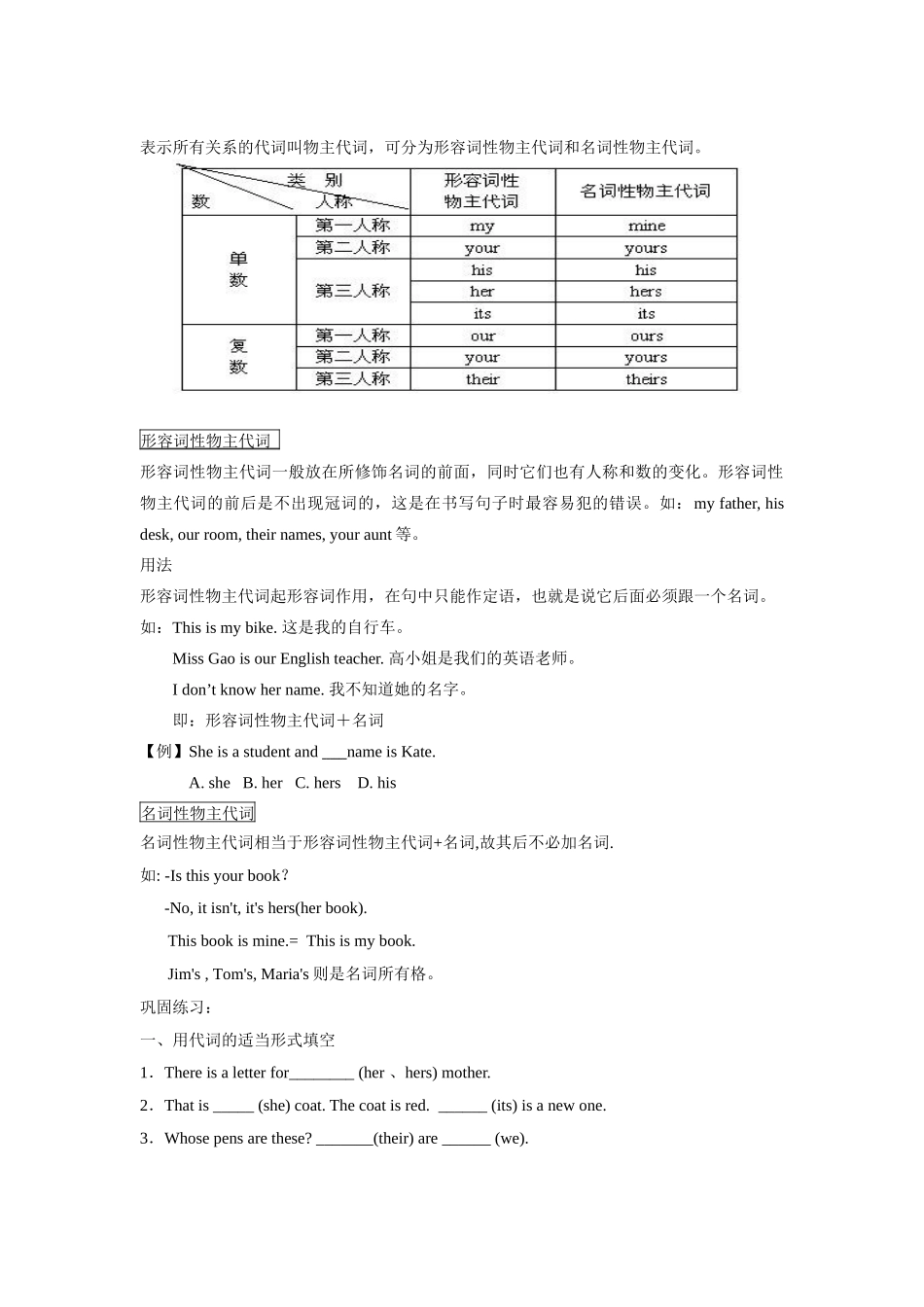 初中代词用法归纳：人称代词、物主代词、指示代词、反身代词、疑问代词.docx_第3页