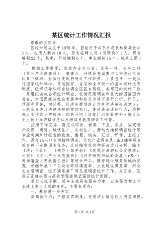 区统计工作情况汇报