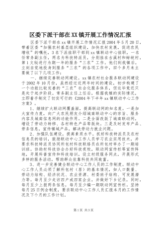 区委下派干部在镇开展工作情况汇报