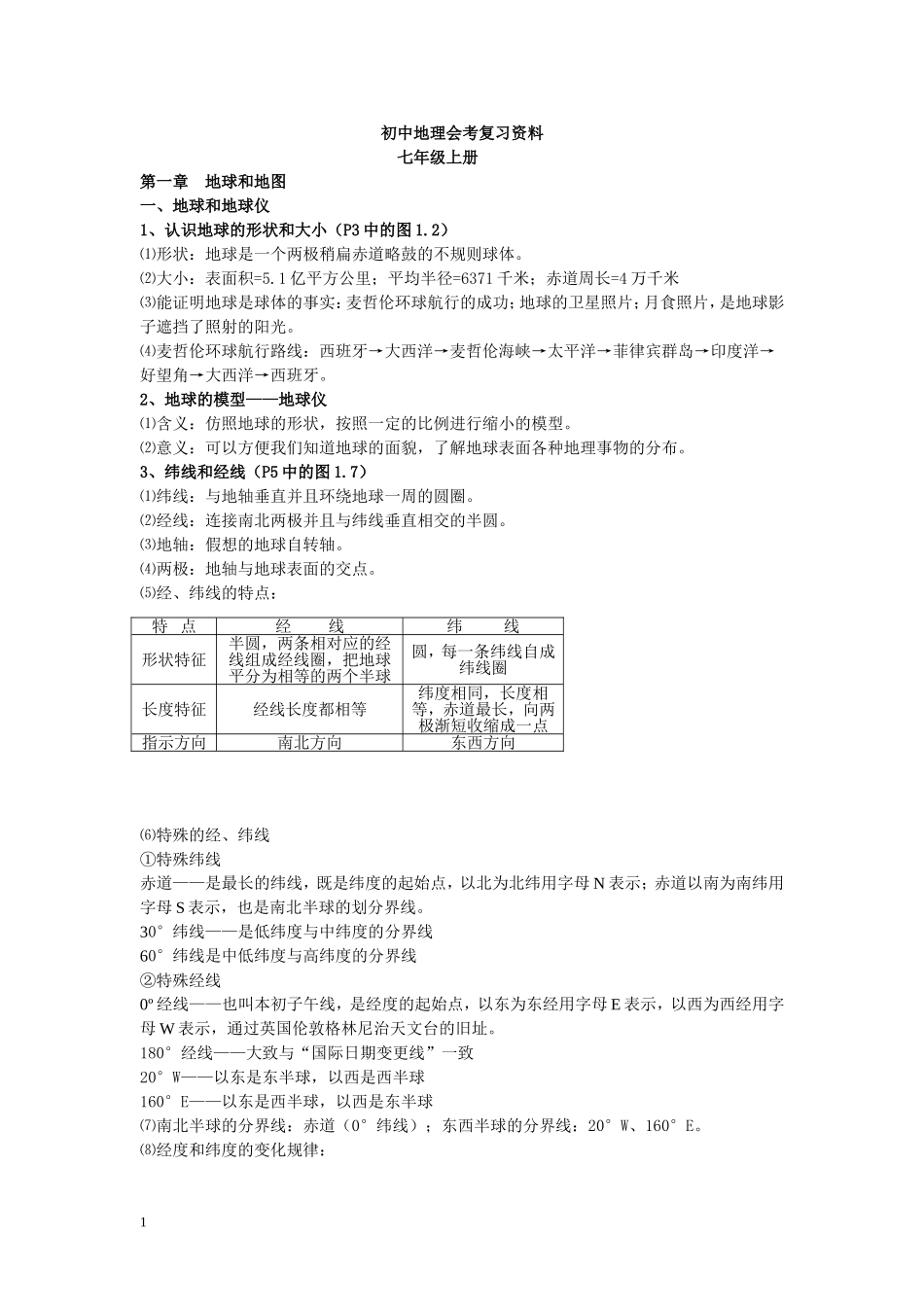 初中地理会考复习资料(人教版)(同名11673)_第1页