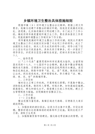 乡镇环境卫生整治具体措施细则