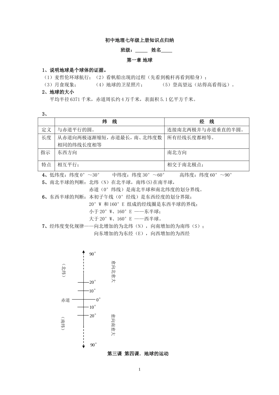 初中地理七年级上册知识点归纳-全题_第1页