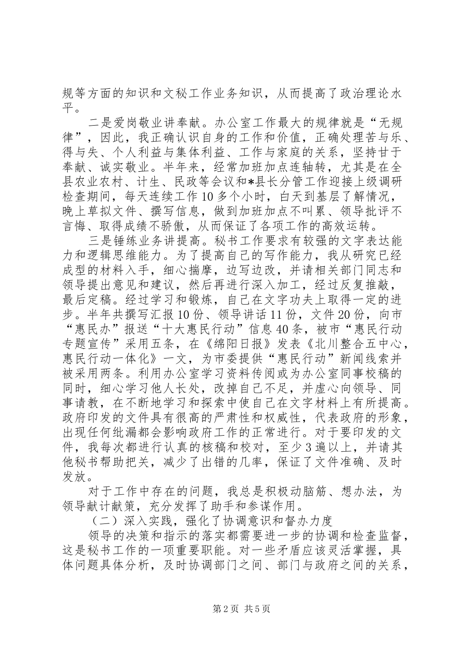 区政府秘书个人年终总结_第2页