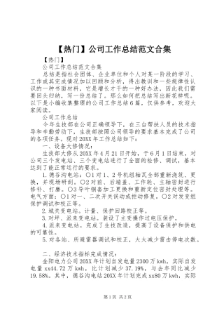 热门公司工作总结范文合集