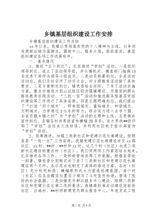 乡镇基层组织建设工作安排