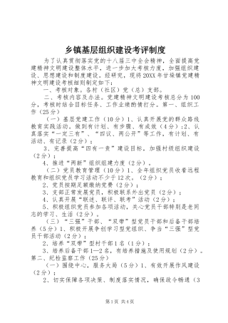 乡镇基层组织建设考评制度