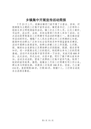 乡镇集中开展宣传活动简报