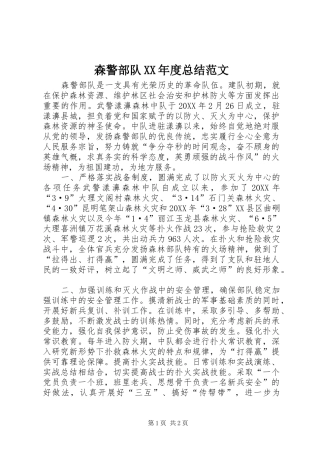 森警部队年度总结范文