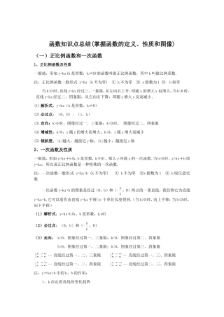 初中函数知识点总结归纳