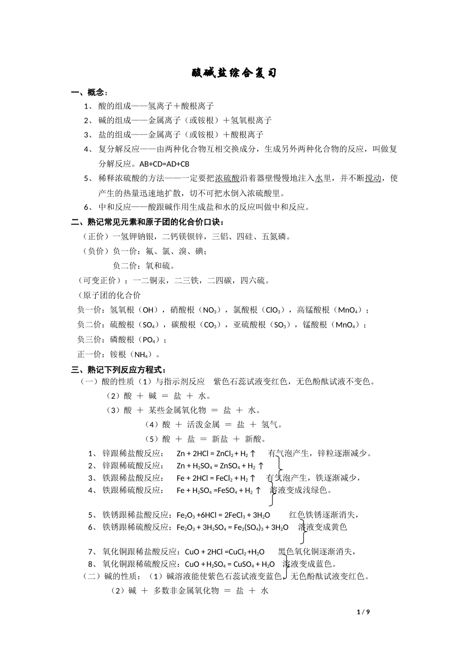 初中化学(人教版)酸碱盐综合复习(同名4596)_第1页