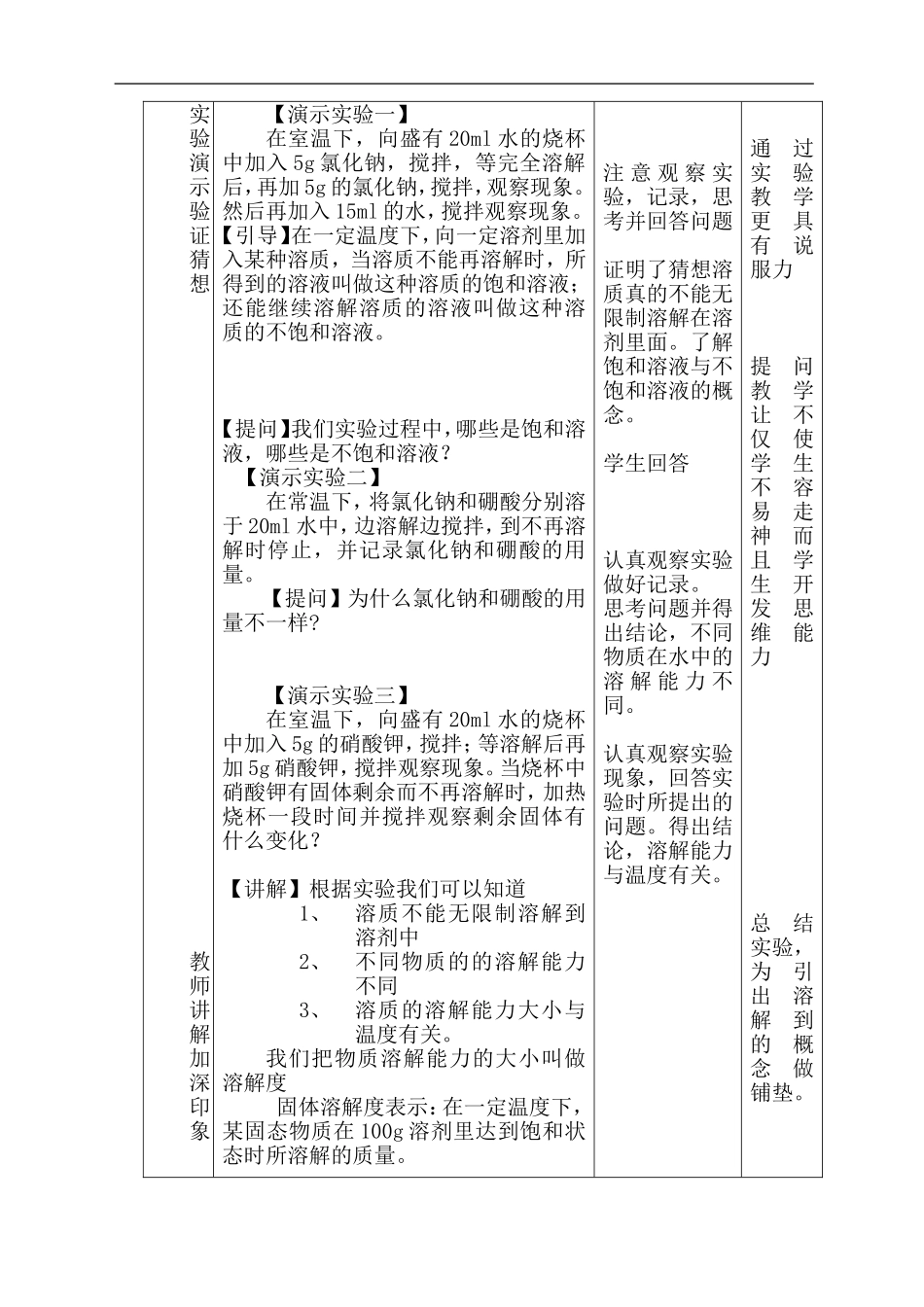 初中化学《溶解度》教学设计_第3页
