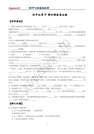 初中化学19--碳和碳的氧化物