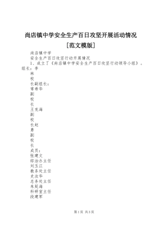 尚店镇中学安全生产百日攻坚开展活动情况范文模版