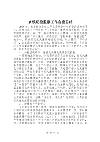 乡镇纪检监察工作自查总结