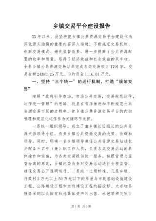 乡镇交易平台建设报告