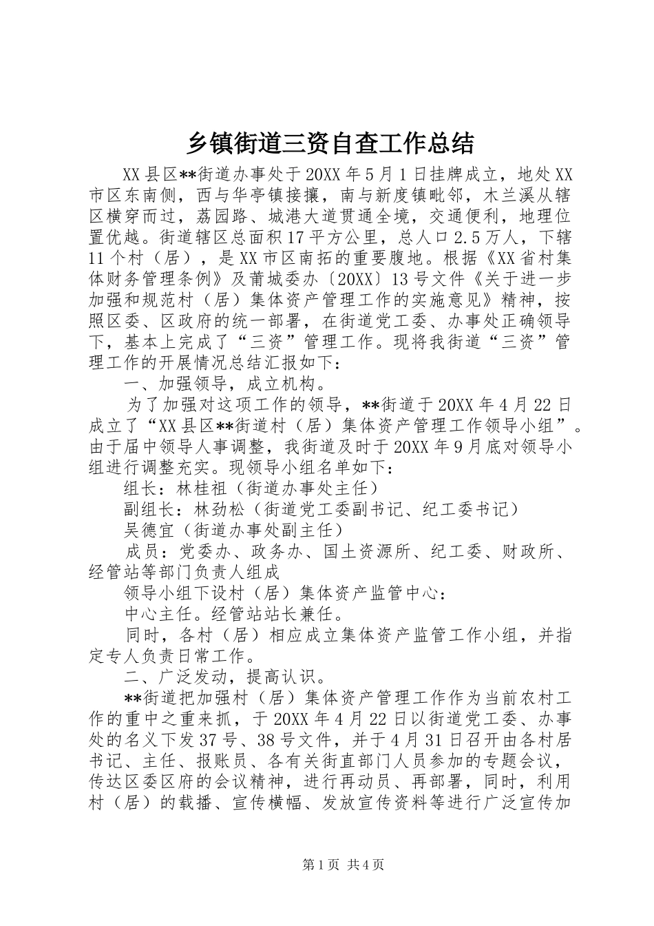 乡镇街道三资自查工作总结_第1页