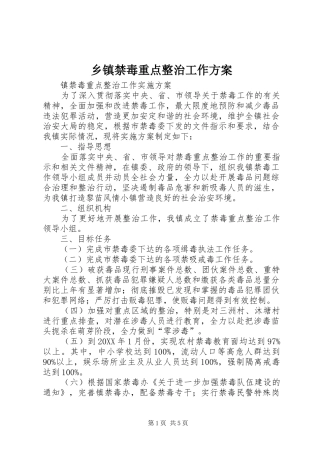 乡镇禁毒重点整治工作方案