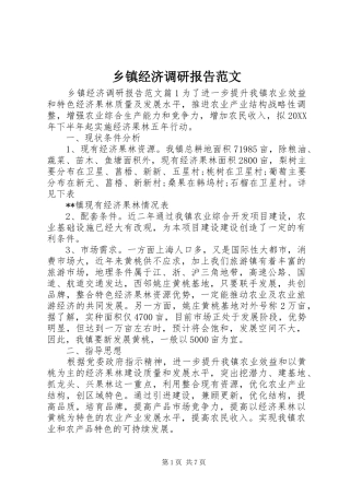 乡镇经济调研报告范文