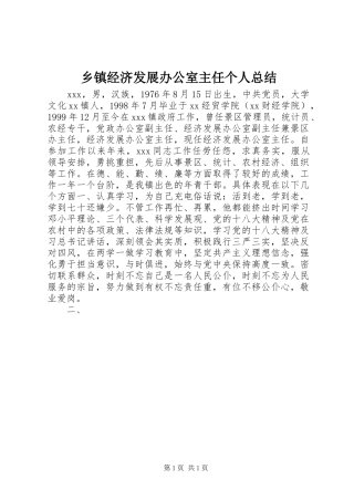 乡镇经济发展办公室主任个人总结