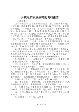 乡镇经济发展战略的调研报告
