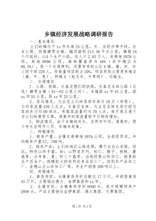 乡镇经济发展战略调研报告
