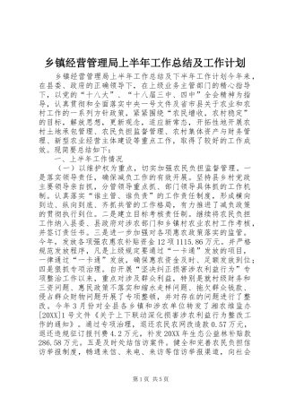 乡镇经营管理局上半年工作总结及工作计划