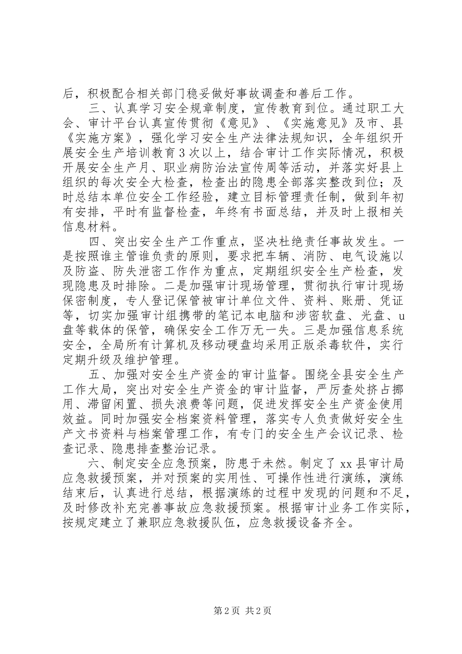 审计局安全生产工作自查报告_第2页