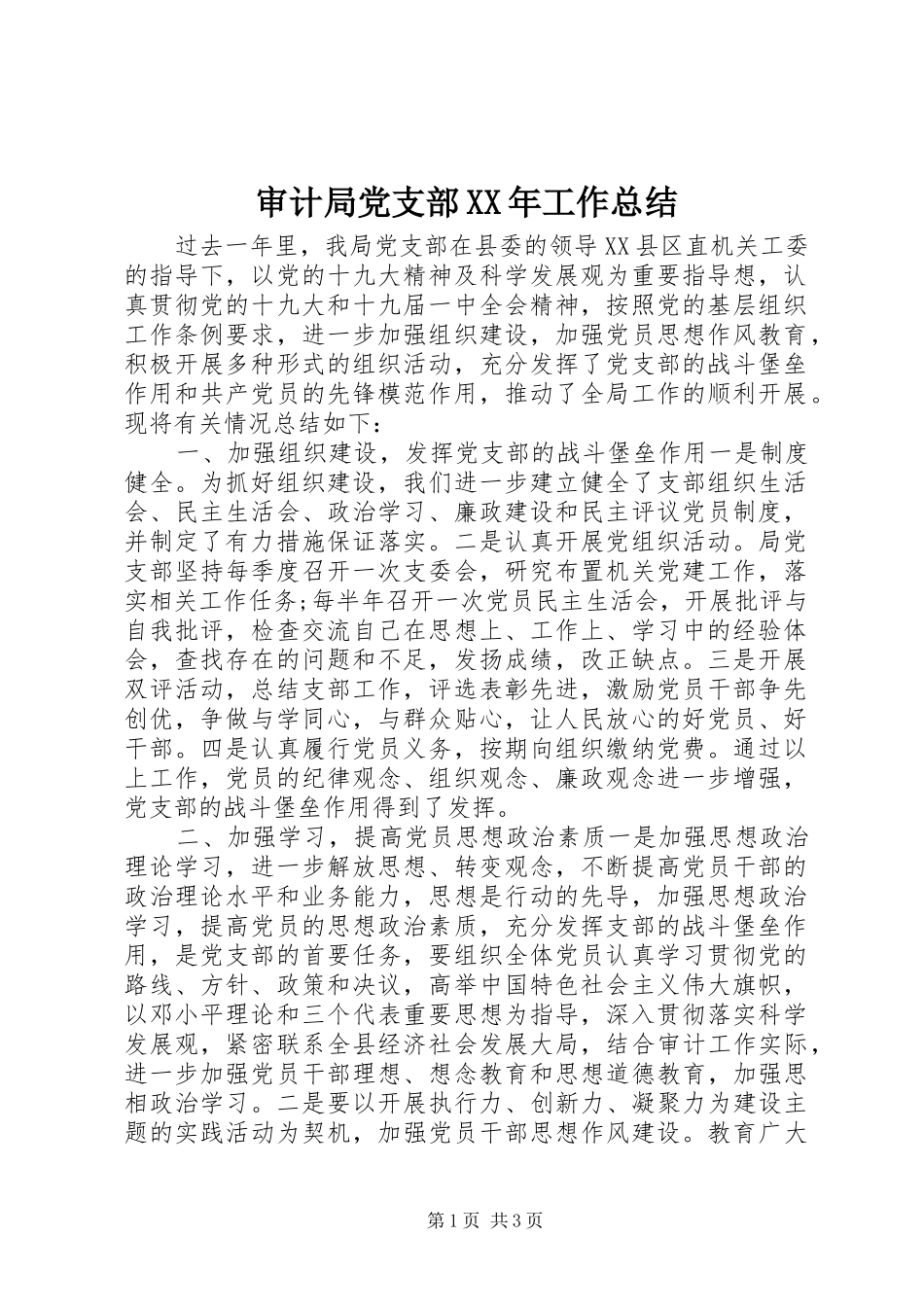 审计局党支部工作总结_第1页