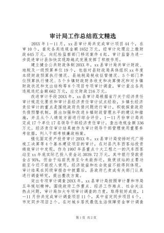 审计局工作总结范文