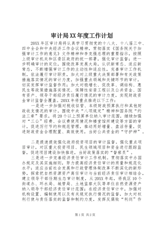 审计局年度工作计划