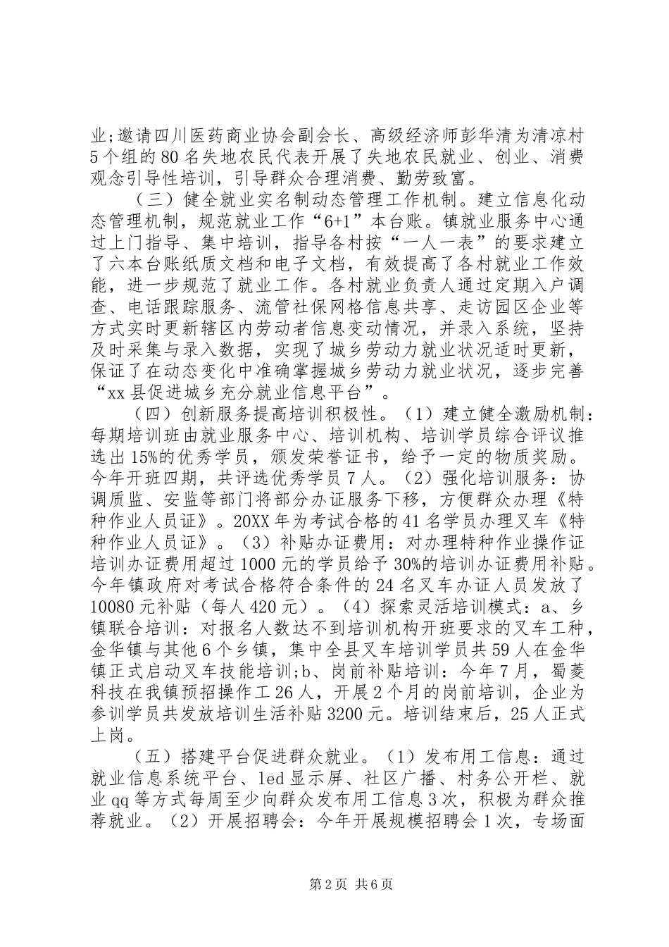 乡镇就业服务工作总结范文_第2页