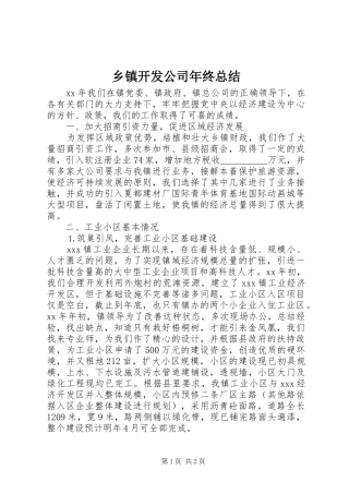 乡镇开发公司年终总结