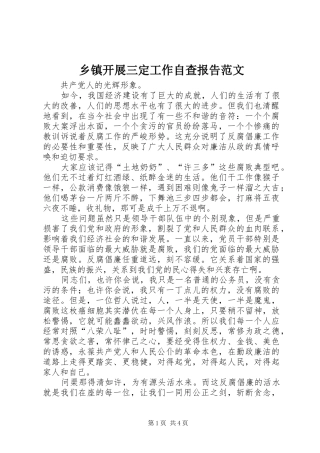 乡镇开展三定工作自查报告范文